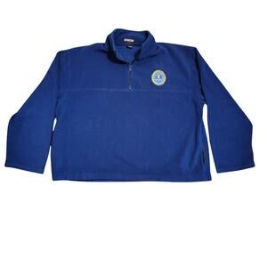 Ultra Club Collection Hi-Neck 1/2 Zip Fleece Pullover Sweatshirt Blue Unisex XL